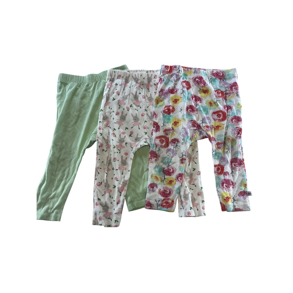 Honest Baby Clothing Organic Cotton Leggings 3 Pack Floral Bunny Green 24 Months